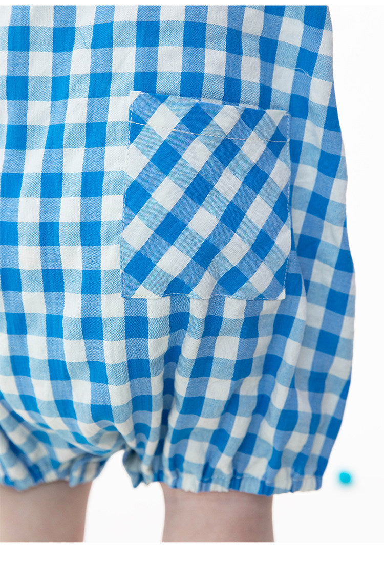 Gingham Sleeveless Jumpsuit Romper チェック ノースリーブロンパース【mh0013216】