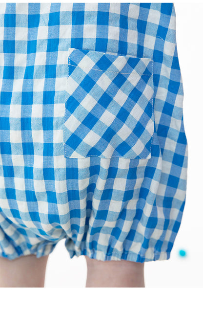 Gingham Sleeveless Jumpsuit Romper チェック ノースリーブロンパース【mh0013216】