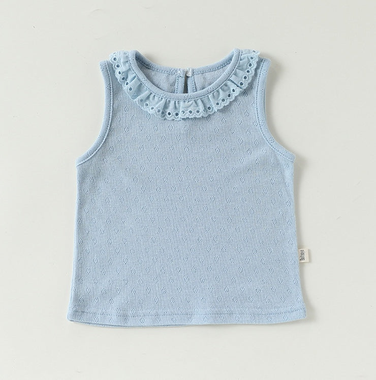 Eyelet Lace Sleeveless Tee ラッフルレース ノースリーブTシャツ【mh0013043】