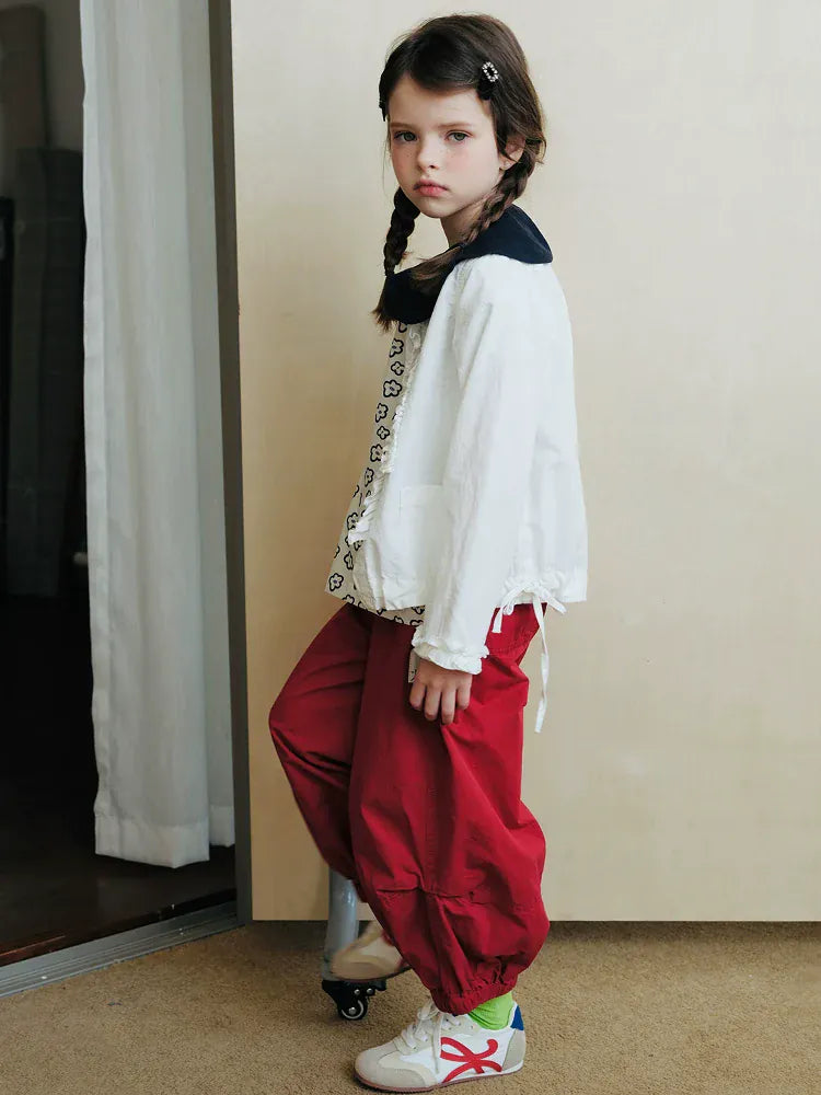 ショートコート・ジャケット・ジャンパー フリルフロントボタンブルゾン長袖オーバーブラウス【mh0009978】