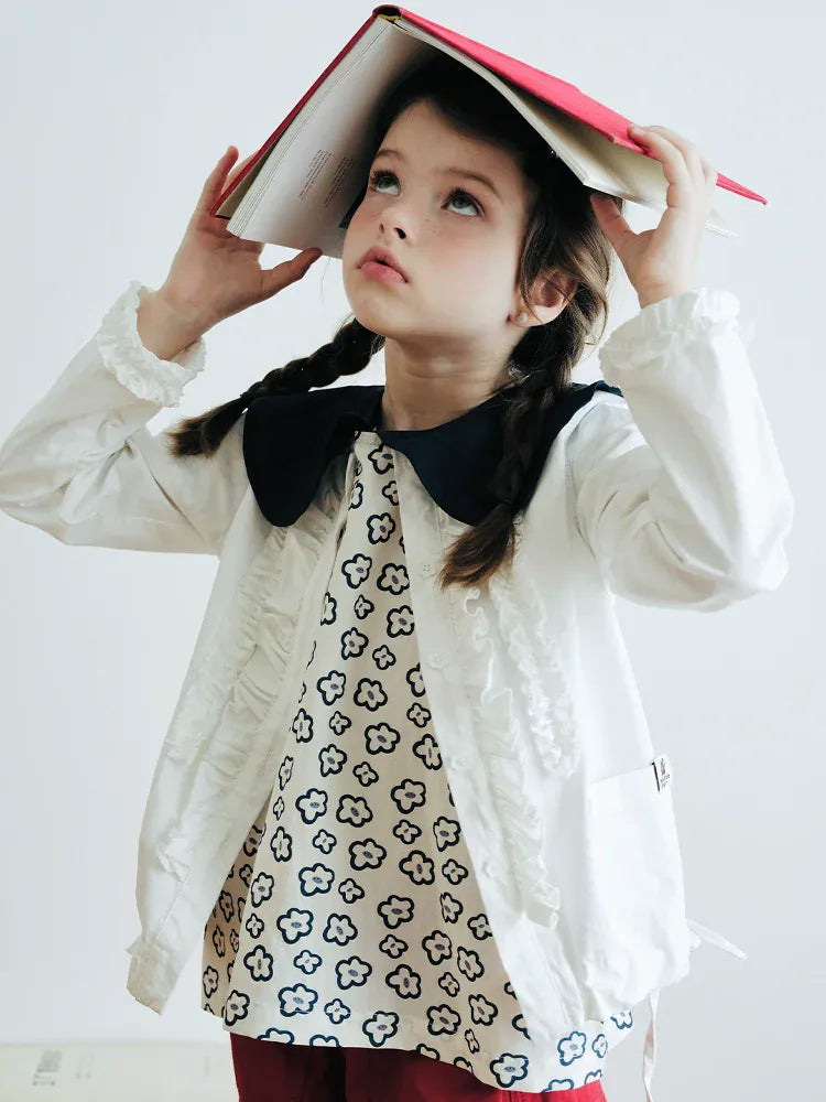 ショートコート・ジャケット・ジャンパー フリルフロントボタンブルゾン長袖オーバーブラウス【mh0009978】