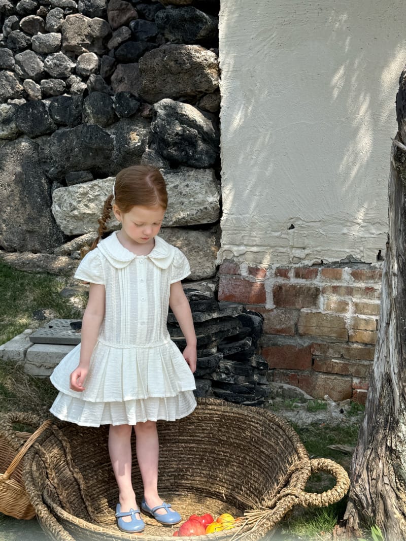 Jacquard Pleated Peter Pan Collar Dress ジャガード 襟付き 半袖ワンピース【mh0012801】 Chengle 半袖ワンピース