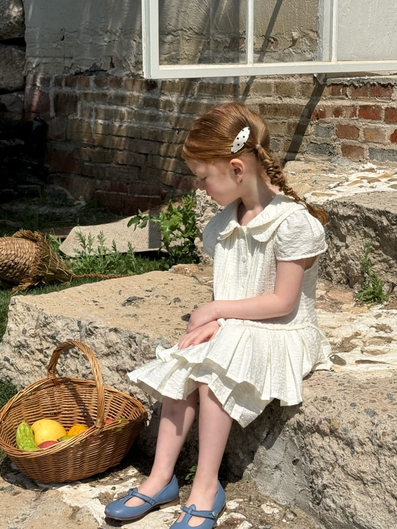 Jacquard Pleated Peter Pan Collar Dress ジャガード 襟付き 半袖ワンピース【mh0012801】 Chengle 半袖ワンピース