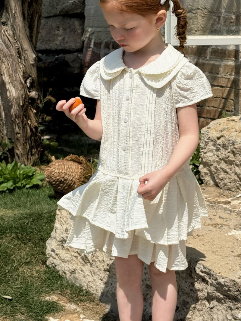 Jacquard Pleated Peter Pan Collar Dress ジャガード 襟付き 半袖ワンピース【mh0012801】 Chengle 半袖ワンピース