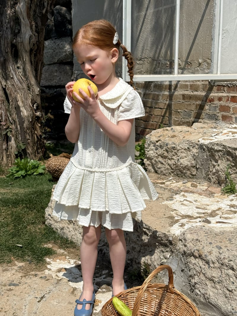Jacquard Pleated Peter Pan Collar Dress ジャガード 襟付き 半袖ワンピース【mh0012801】 Chengle 半袖ワンピース