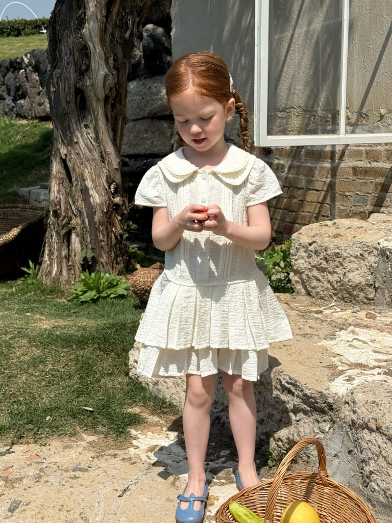 Jacquard Pleated Peter Pan Collar Dress ジャガード 襟付き 半袖ワンピース【mh0012801】 Chengle 半袖ワンピース