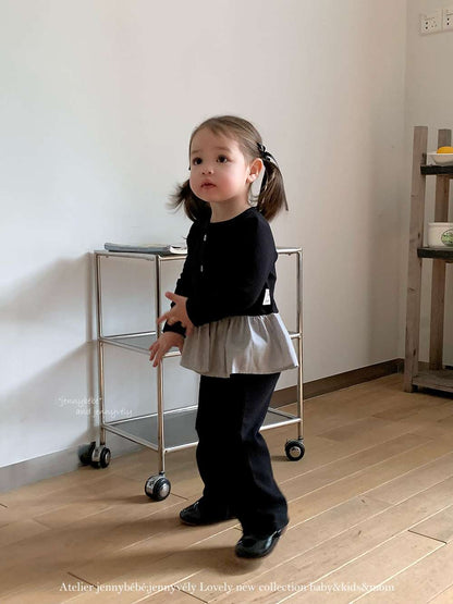 長袖セットアップ 長袖セットアップ ニットカーディガン ペプラム ギンガムチェック ワイドパンツ 2点セット【mh0011531】