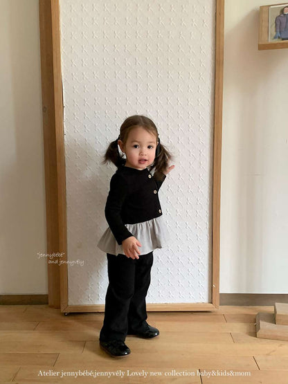 長袖セットアップ 長袖セットアップ ニットカーディガン ペプラム ギンガムチェック ワイドパンツ 2点セット【mh0011531】