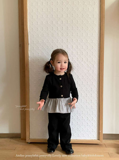 長袖セットアップ 長袖セットアップ ニットカーディガン ペプラム ギンガムチェック ワイドパンツ 2点セット【mh0011531】