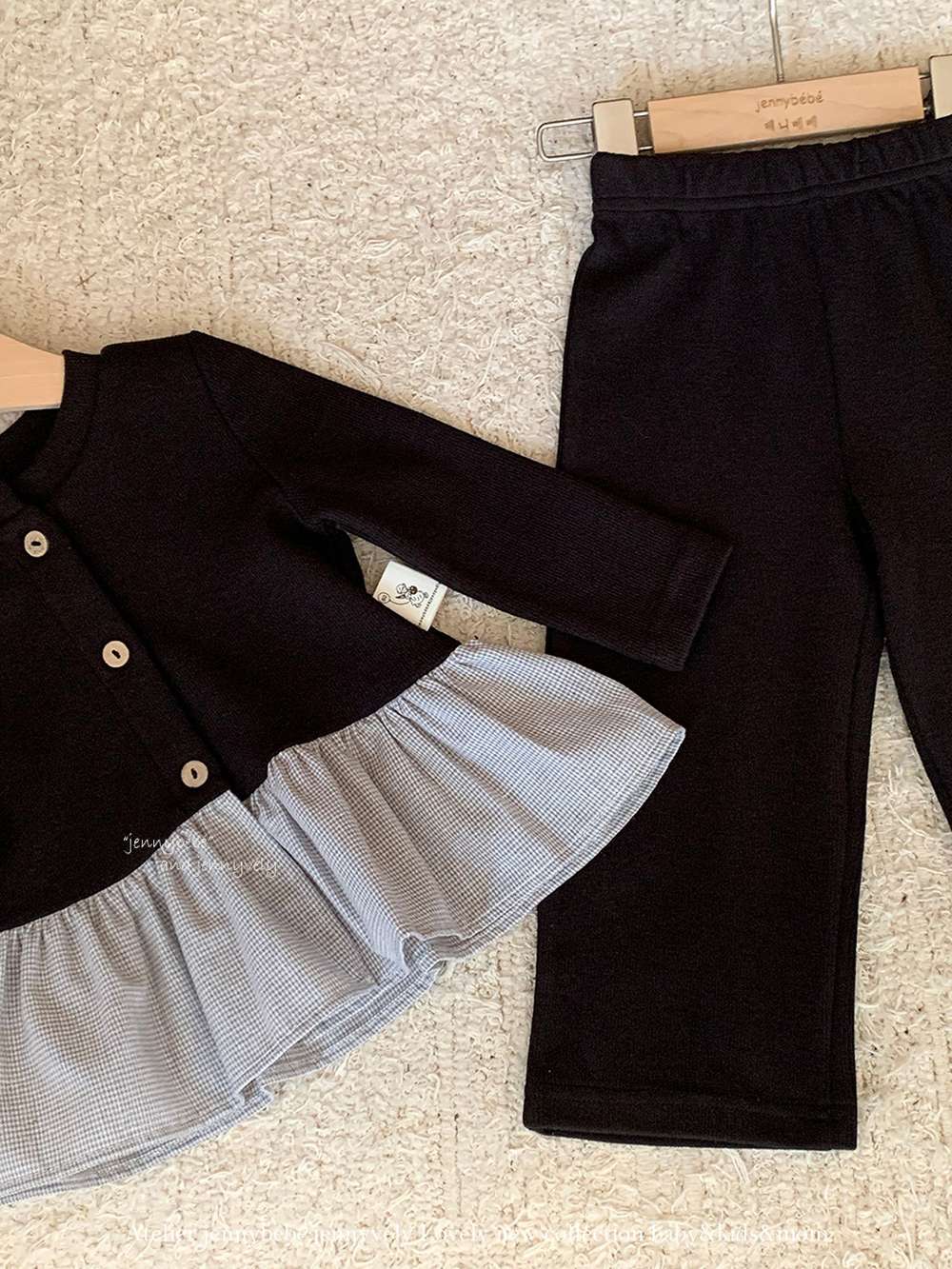 長袖セットアップ 長袖セットアップ ニットカーディガン ペプラム ギンガムチェック ワイドパンツ 2点セット【mh0011531】