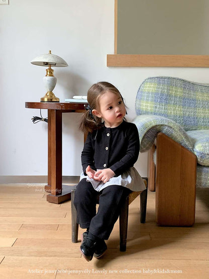 長袖セットアップ 長袖セットアップ ニットカーディガン ペプラム ギンガムチェック ワイドパンツ 2点セット【mh0011531】