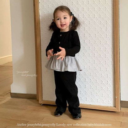 長袖セットアップ 長袖セットアップ ニットカーディガン ペプラム ギンガムチェック ワイドパンツ 2点セット【mh0011531】