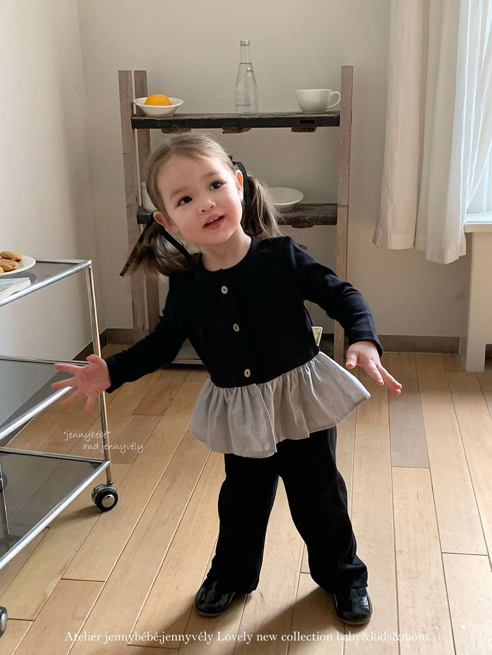 長袖セットアップ 長袖セットアップ ニットカーディガン ペプラム ギンガムチェック ワイドパンツ 2点セット【mh0011531】