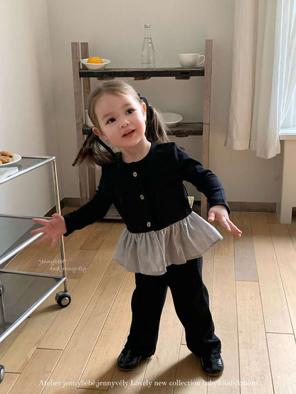 長袖セットアップ 長袖セットアップ ニットカーディガン ペプラム ギンガムチェック ワイドパンツ 2点セット【mh0011531】