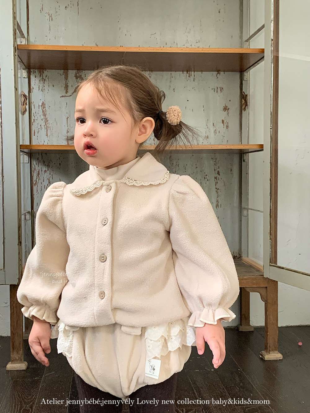 長袖セットアップ 長袖セットアップ フリース素材 丸襟ブラウス フリルかぼちゃパンツ 2点セット 防寒【mh0011532】