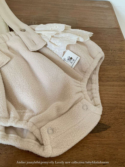 長袖セットアップ 長袖セットアップ フリース素材 丸襟ブラウス フリルかぼちゃパンツ 2点セット 防寒【mh0011532】