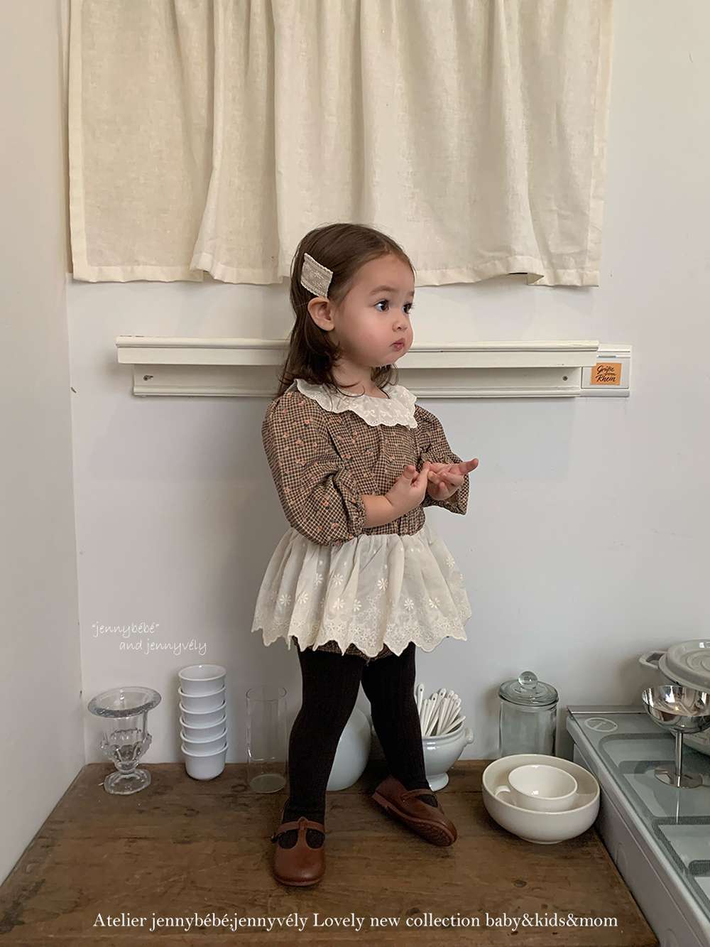 長袖セットアップ 長袖セットアップ チェック小花柄 ブラウス サスペンダー付きブルマ 2点セット【mh0011535】