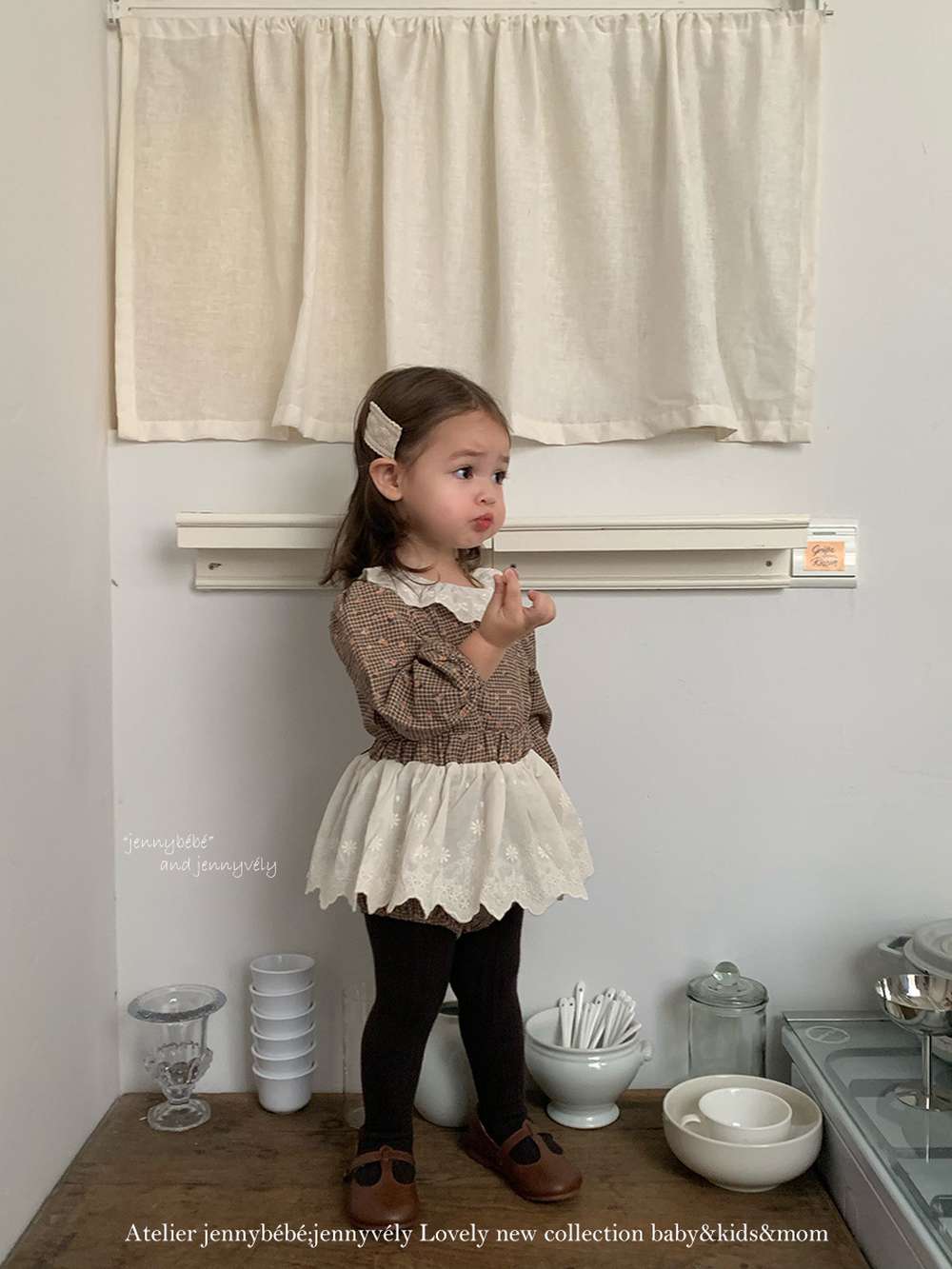 長袖セットアップ 長袖セットアップ チェック小花柄 ブラウス サスペンダー付きブルマ 2点セット【mh0011535】