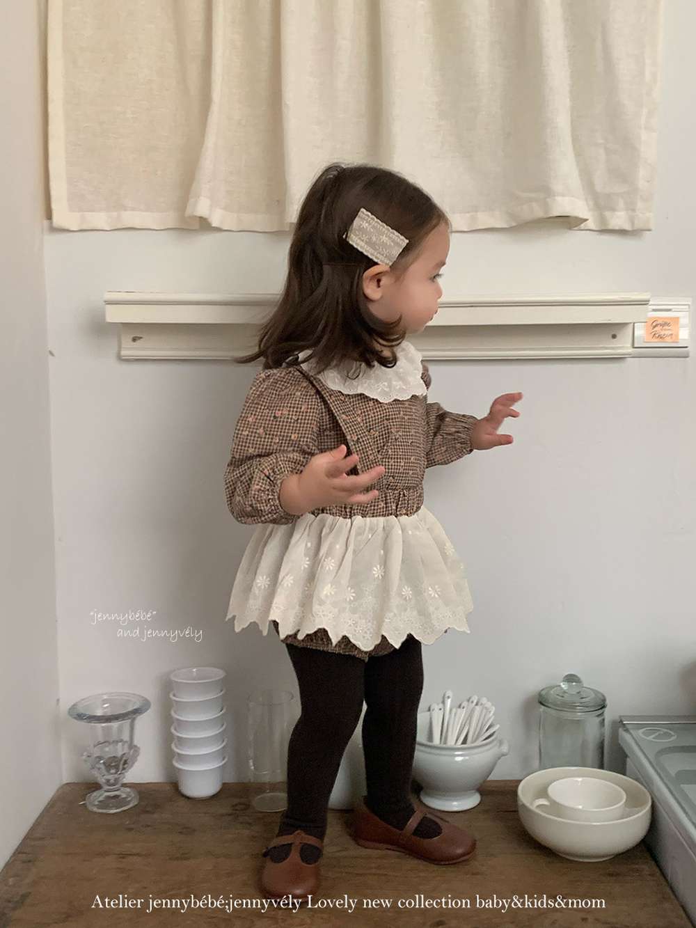 長袖セットアップ 長袖セットアップ チェック小花柄 ブラウス サスペンダー付きブルマ 2点セット【mh0011535】