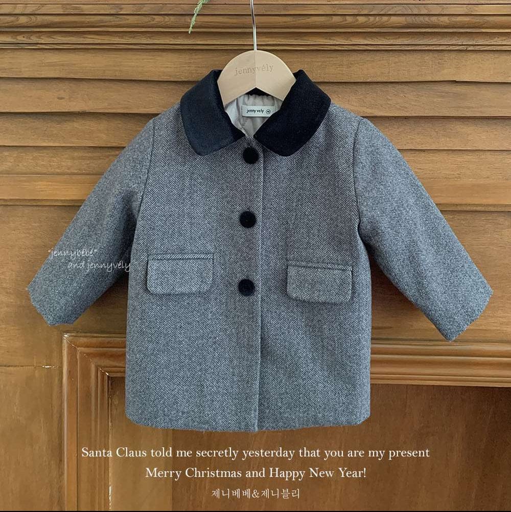 ショートコート・ジャケット・ジャンパー Coat / 80cm 長袖ミドルコート ヘリンボーン柄 バイカラー襟 メルトン アウター【mh0011541】