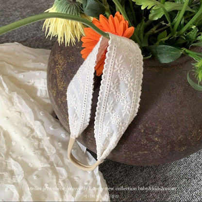 長袖ロンパース Headband / embroidered 長袖ロンパース バルーンシルエット チュールレース襟 フレアデザイン ボディスーツ【mh0011538】