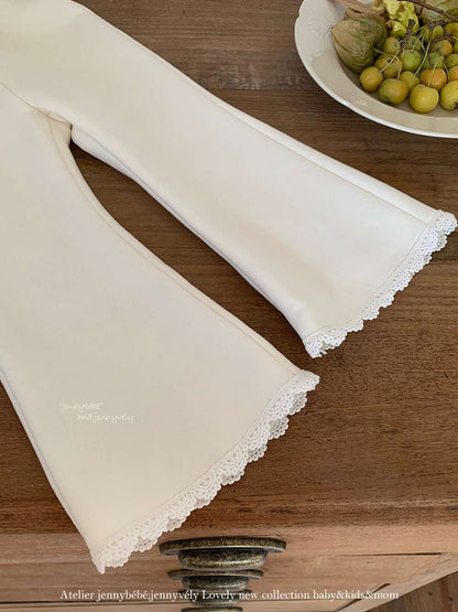 長袖セットアップ チュールレイヤード 長袖トップス 裏起毛 フレアパンツ セットアップ【mh0011527】