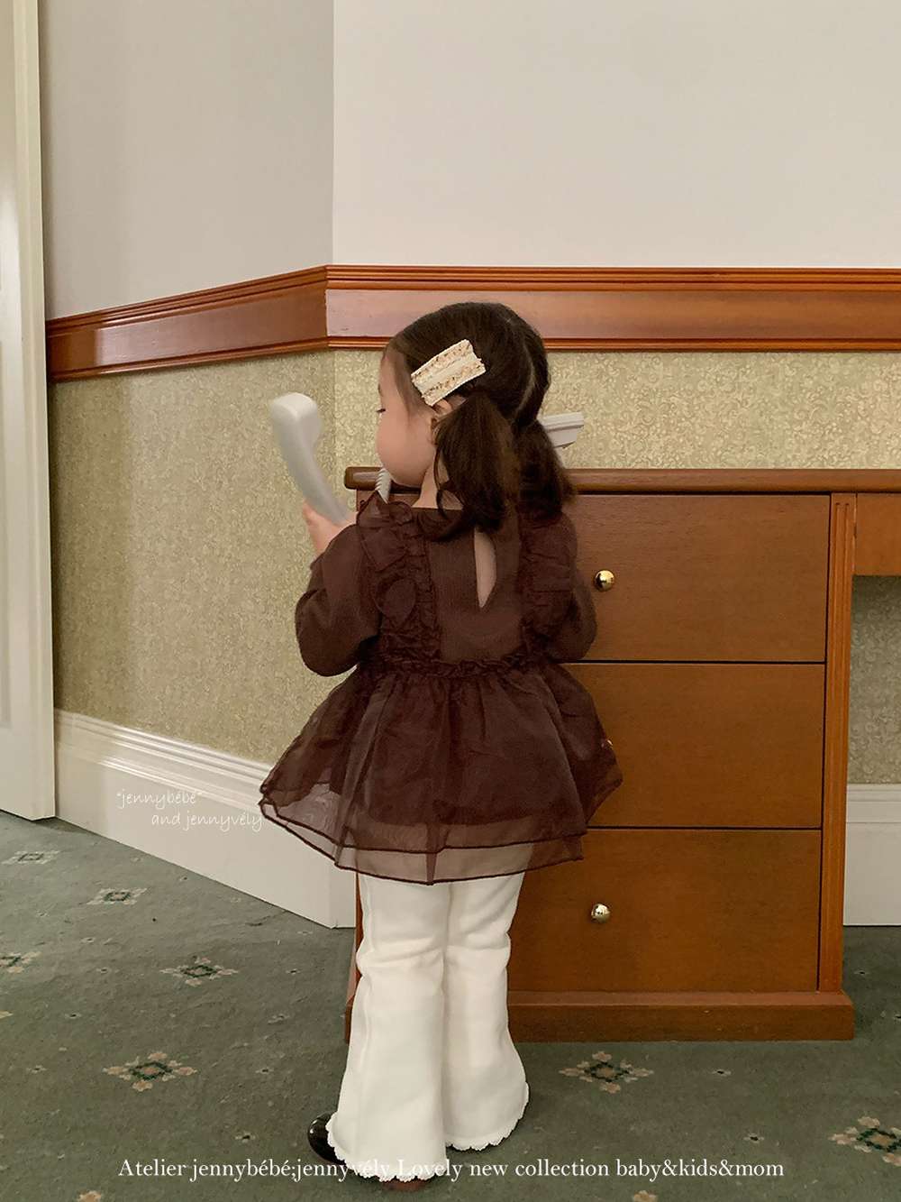 長袖セットアップ チュールレイヤード 長袖トップス 裏起毛 フレアパンツ セットアップ【mh0011527】