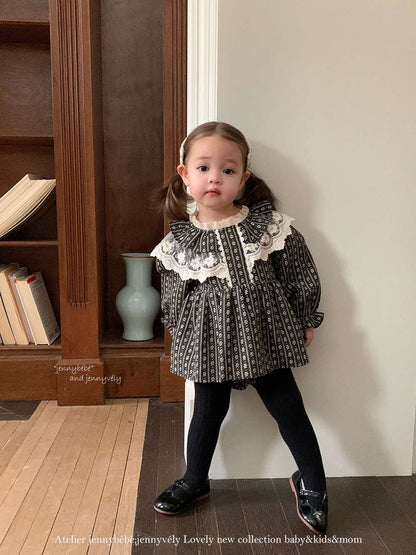 長袖ロンパース 長袖ロンパース スカート付き レースデザイン ベビーファッション【mh0011528】