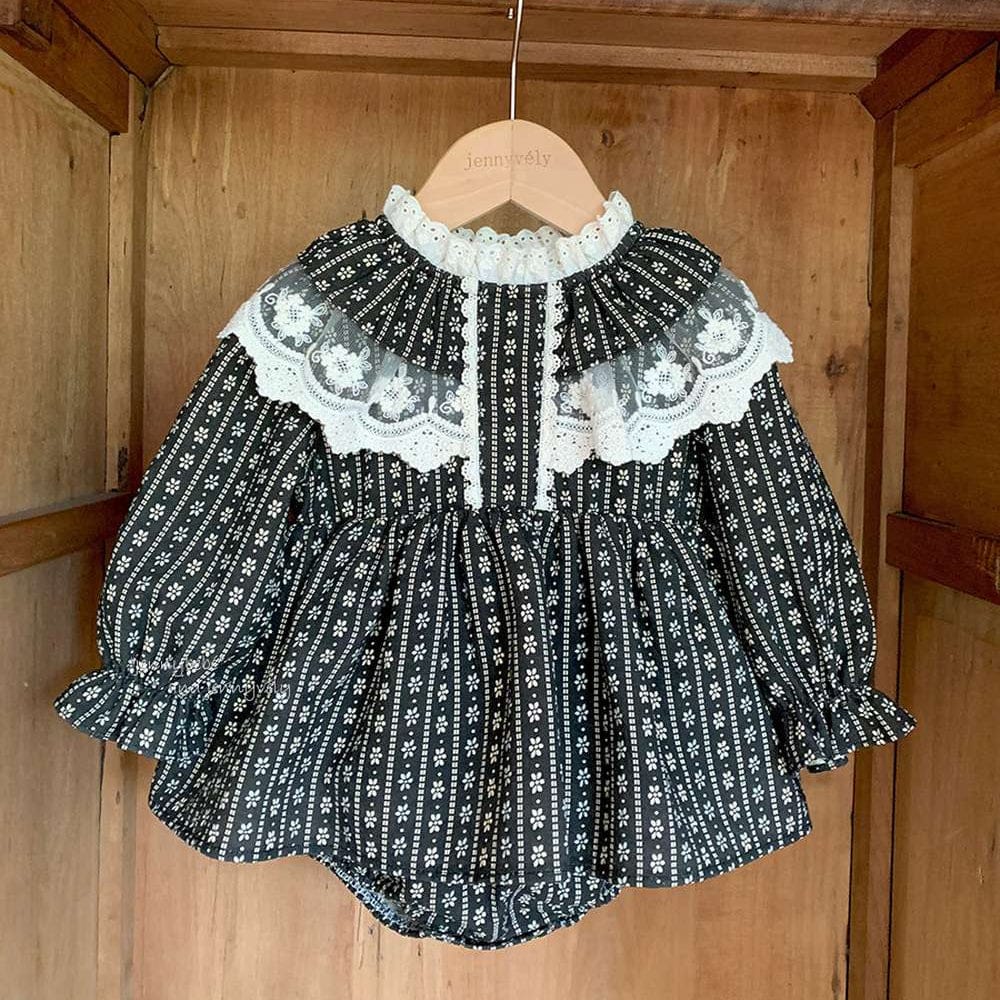 長袖ロンパース 長袖ロンパース スカート付き レースデザイン ベビーファッション【mh0011528】