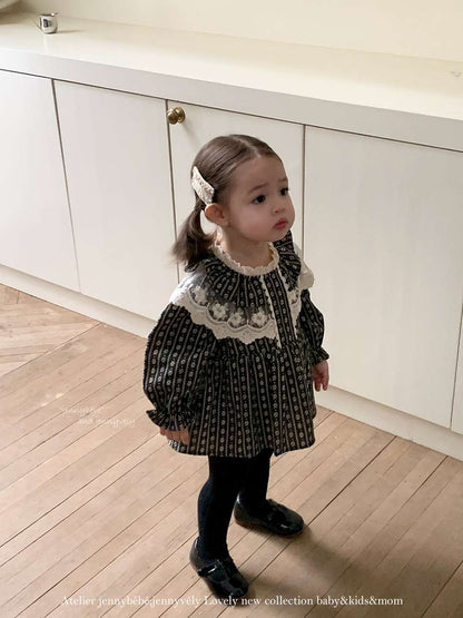 長袖ロンパース 長袖ロンパース スカート付き レースデザイン ベビーファッション【mh0011528】