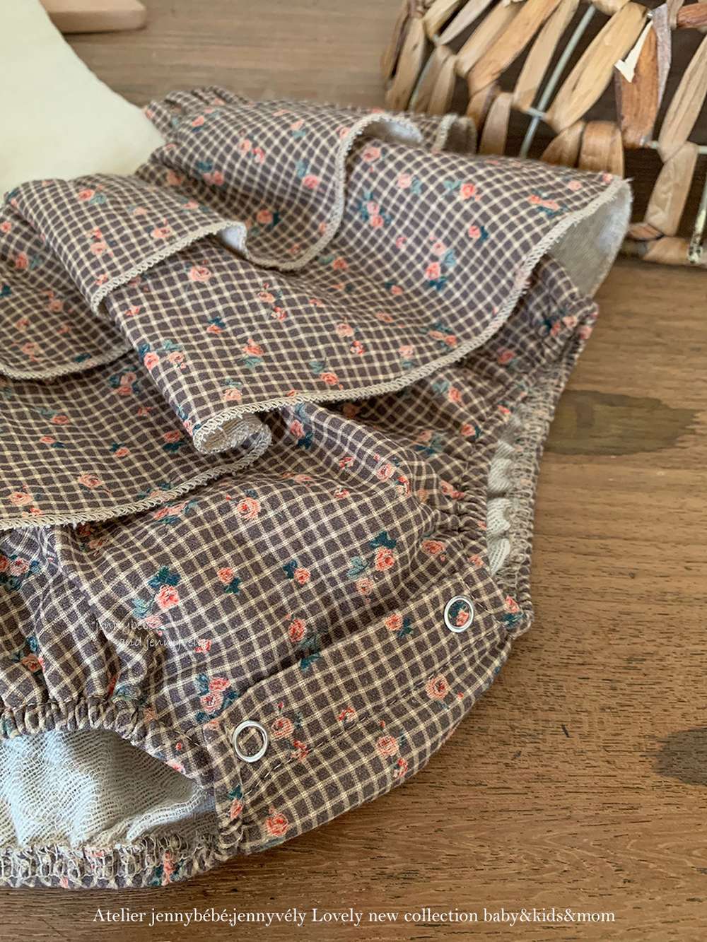 ロンパースセットアップ ノースリーブロンパース コーデュロイ チェック柄 フリルスカート【mh0011533】