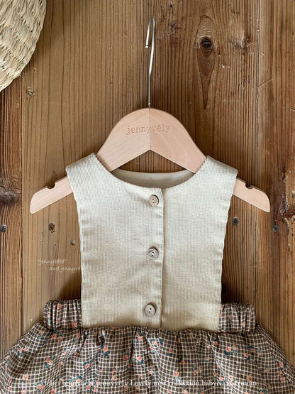 ロンパースセットアップ ノースリーブロンパース コーデュロイ チェック柄 フリルスカート【mh0011533】