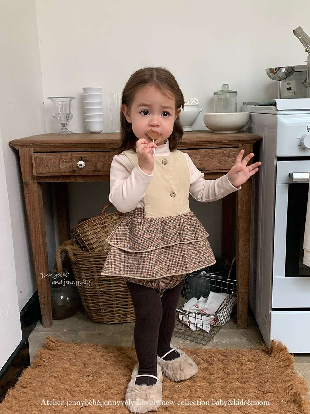 ロンパースセットアップ ノースリーブロンパース コーデュロイ チェック柄 フリルスカート【mh0011533】