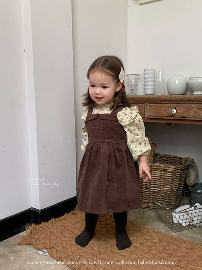 長袖セットアップ ボアベスト/長袖ブラウス/ノースリーブワンピース セットアップ 別売 コーデュロイ 小花柄【mh0011534】