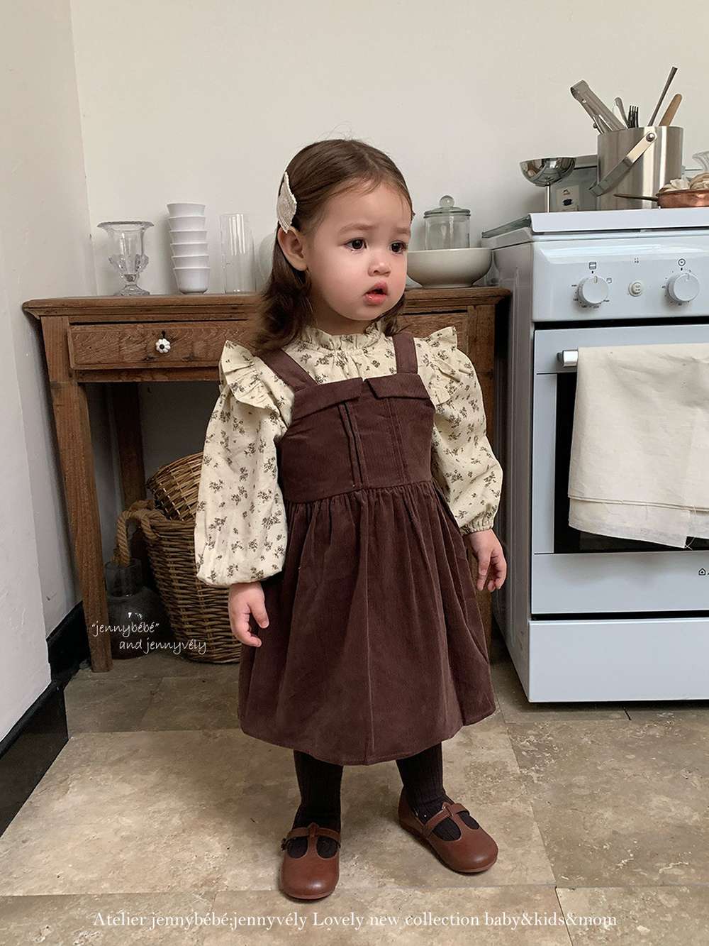 長袖セットアップ ボアベスト/長袖ブラウス/ノースリーブワンピース セットアップ 別売 コーデュロイ 小花柄【mh0011534】