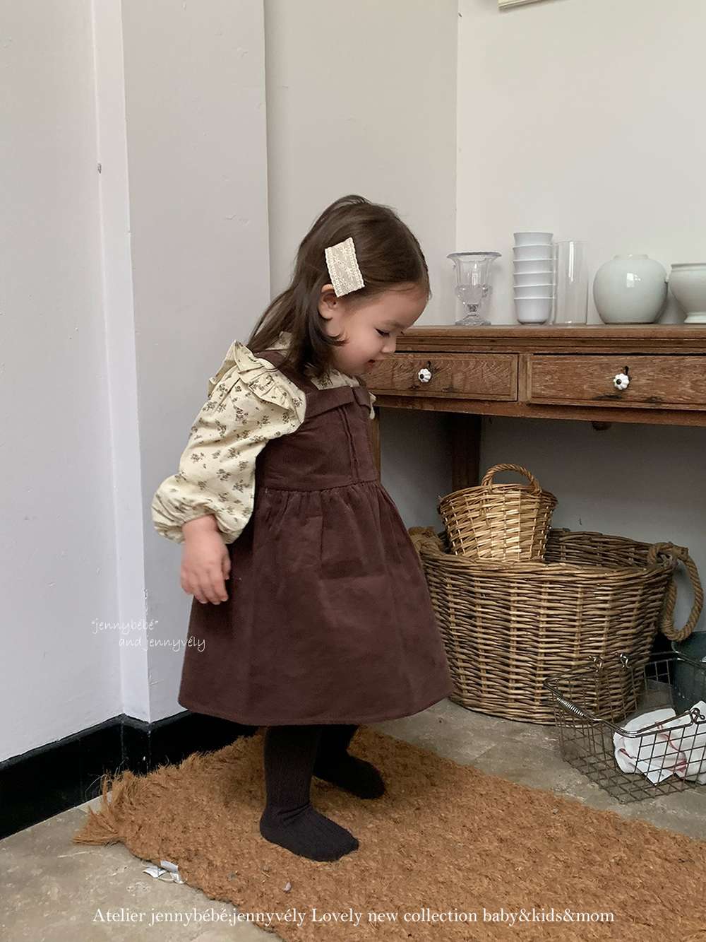 長袖セットアップ ボアベスト/長袖ブラウス/ノースリーブワンピース セットアップ 別売 コーデュロイ 小花柄【mh0011534】