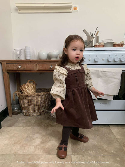 長袖セットアップ ボアベスト/長袖ブラウス/ノースリーブワンピース セットアップ 別売 コーデュロイ 小花柄【mh0011534】