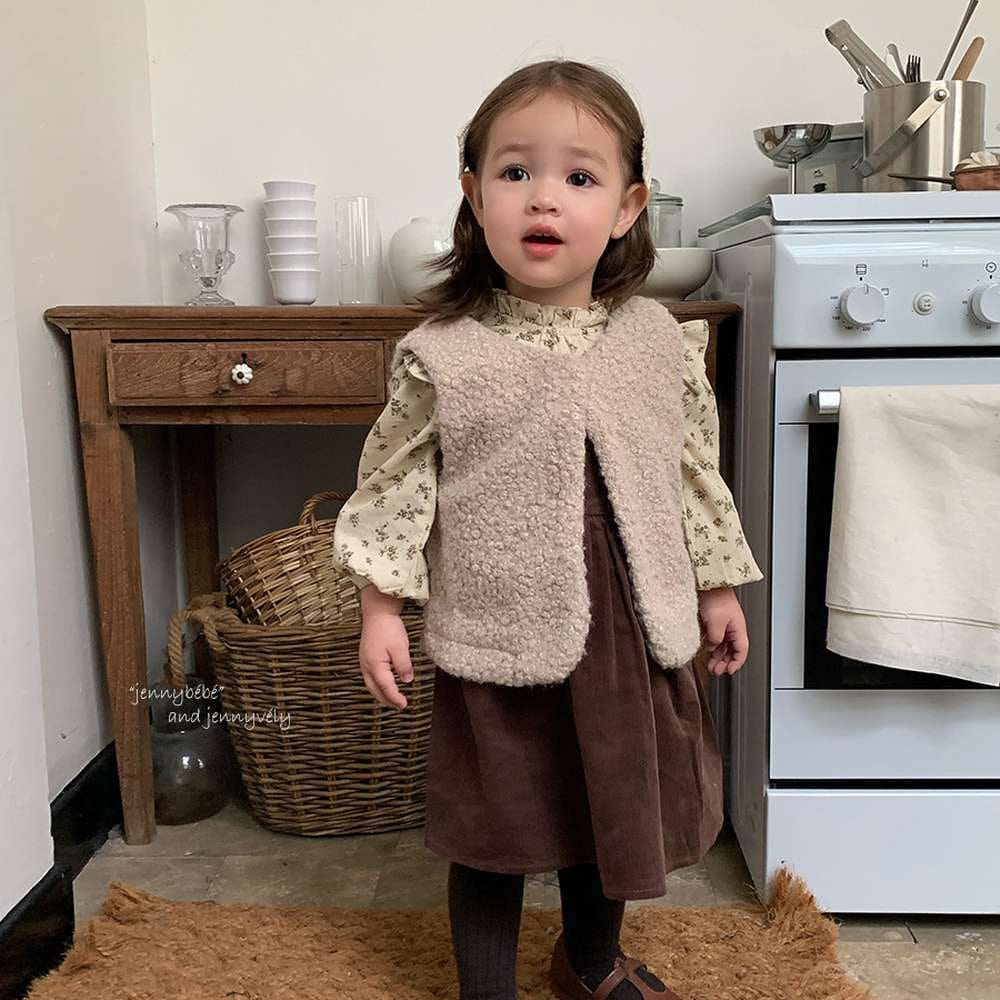 長袖セットアップ ボアベスト/長袖ブラウス/ノースリーブワンピース セットアップ 別売 コーデュロイ 小花柄【mh0011534】