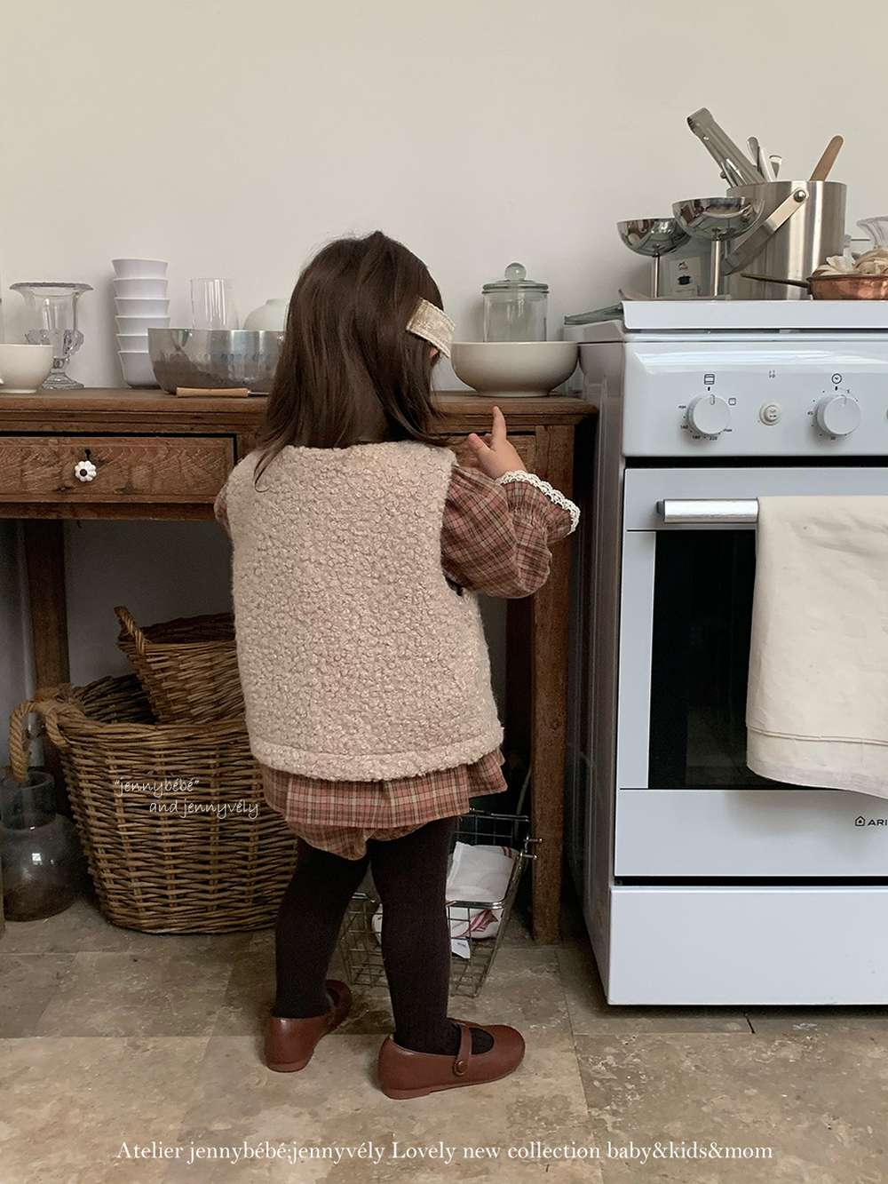 長袖ロンパース 長袖ロンパース チェック柄 レースフリル ブラウス風トップス ブルマ ボディスーツ【mh0011537】