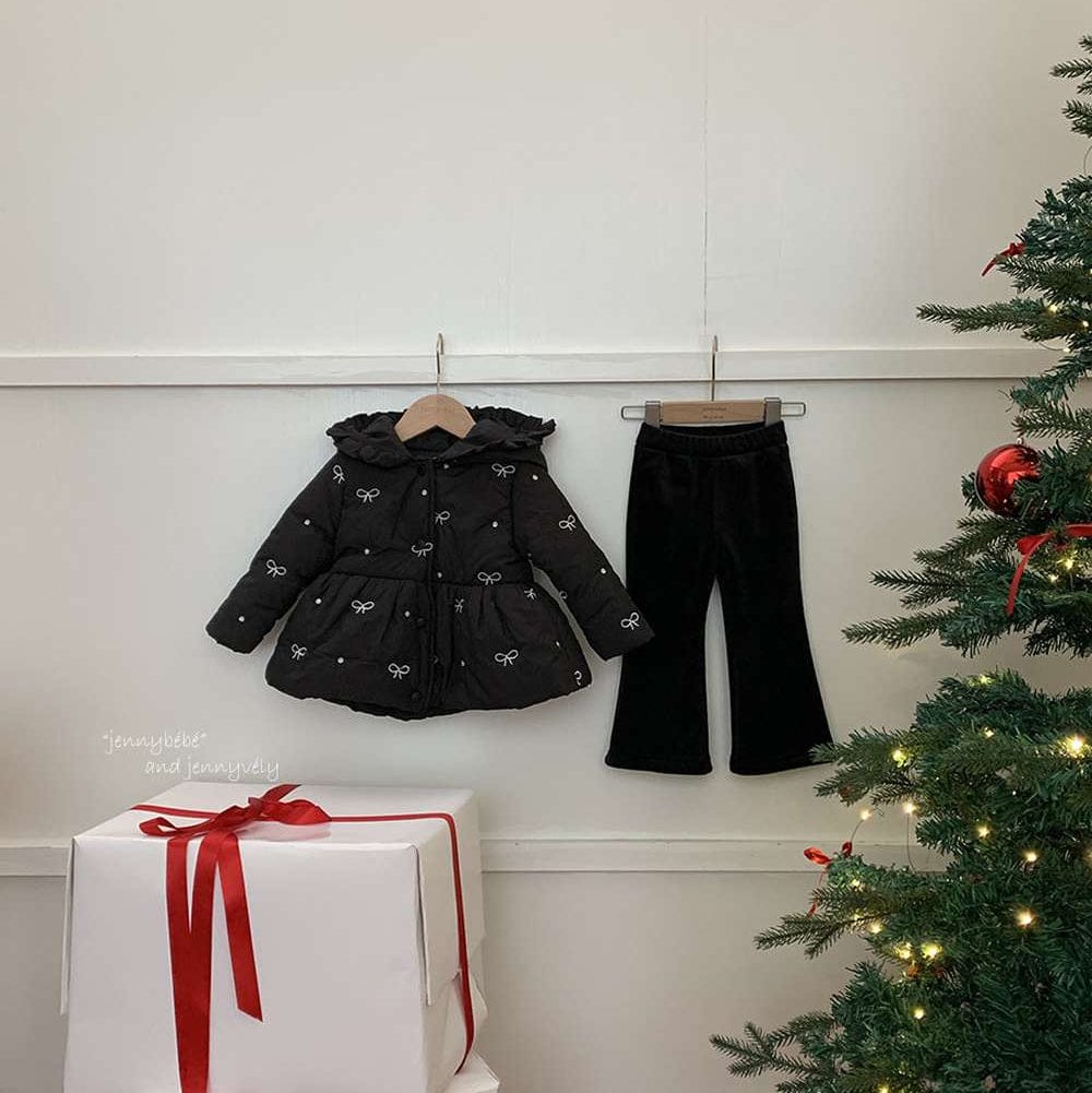 ショートコート・ジャケット・ジャンパー 長袖アウター 中綿ダウンジャケット リボン柄 フード付き ペプラム ブルゾン【mh0011539】