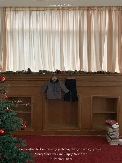 ショートコート・ジャケット・ジャンパー 長袖ミドルコート ヘリンボーン柄 バイカラー襟 メルトン アウター【mh0011541】