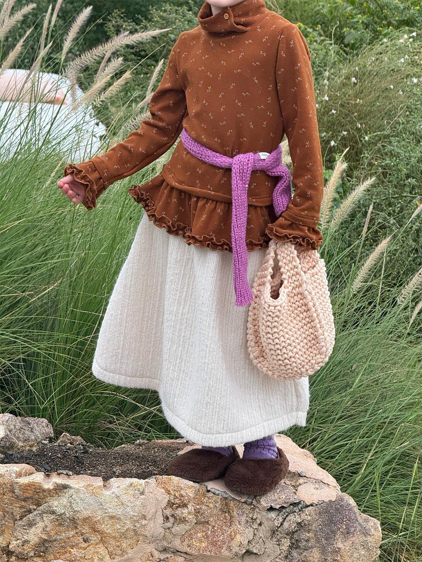 スカート ミモレ丈スカート ウールタッチ 無地 Aライン 大人可愛い カジュアル【mh0011733】