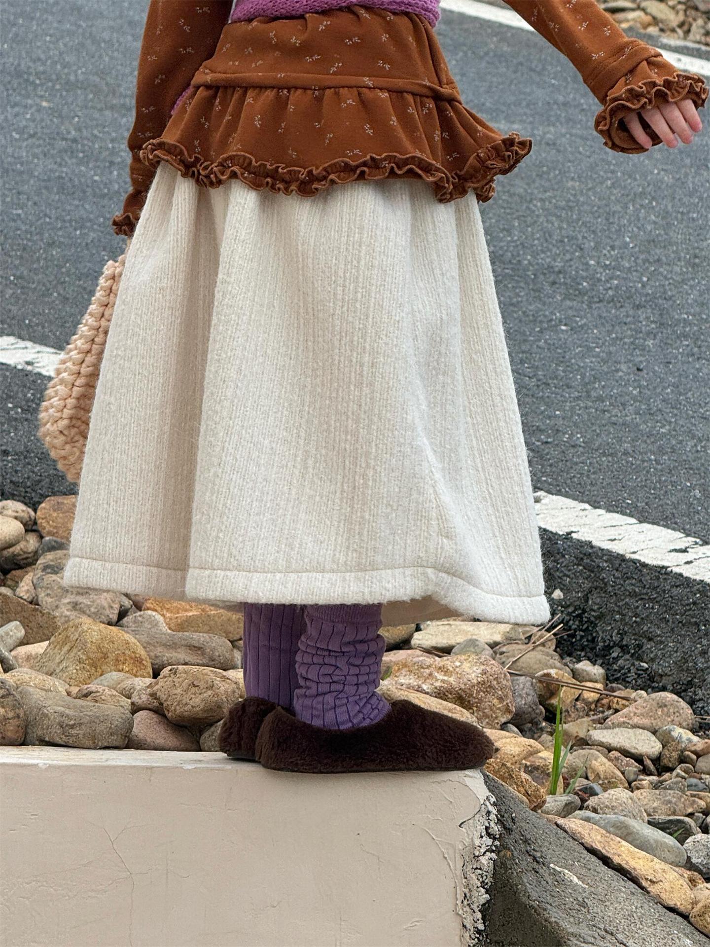 スカート ミモレ丈スカート ウールタッチ 無地 Aライン 大人可愛い カジュアル【mh0011733】