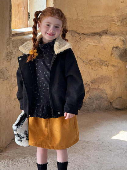 ショートコート・ジャケット・ジャンパー Black / 90cm ブルゾンジャケット 裏ボアフリース アウターコート【mh0011771】