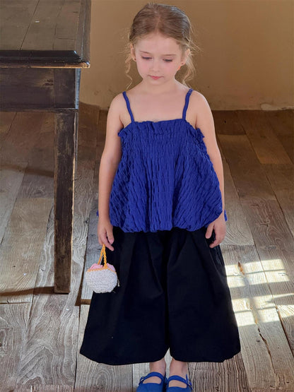 タンクトップ・キャミソール・ノースリーブトップス Blue / 90cm シャーリングキャミソールバルーントップス【mh0010268】