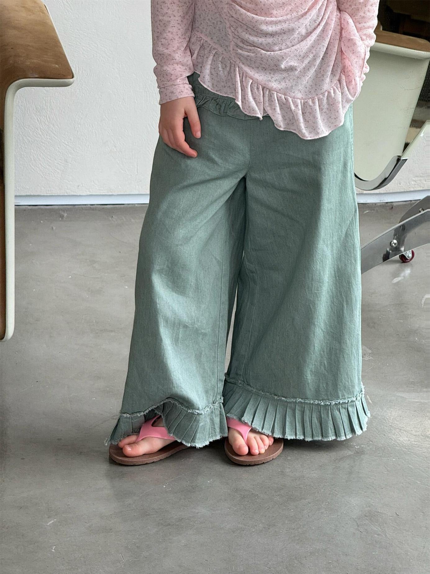 デニムパンツ Casual Denim Wide Leg Pants デニム ワイドパンツ【mh0012221】
