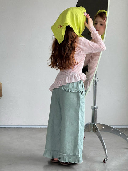 デニムパンツ Casual Denim Wide Leg Pants デニム ワイドパンツ【mh0012221】