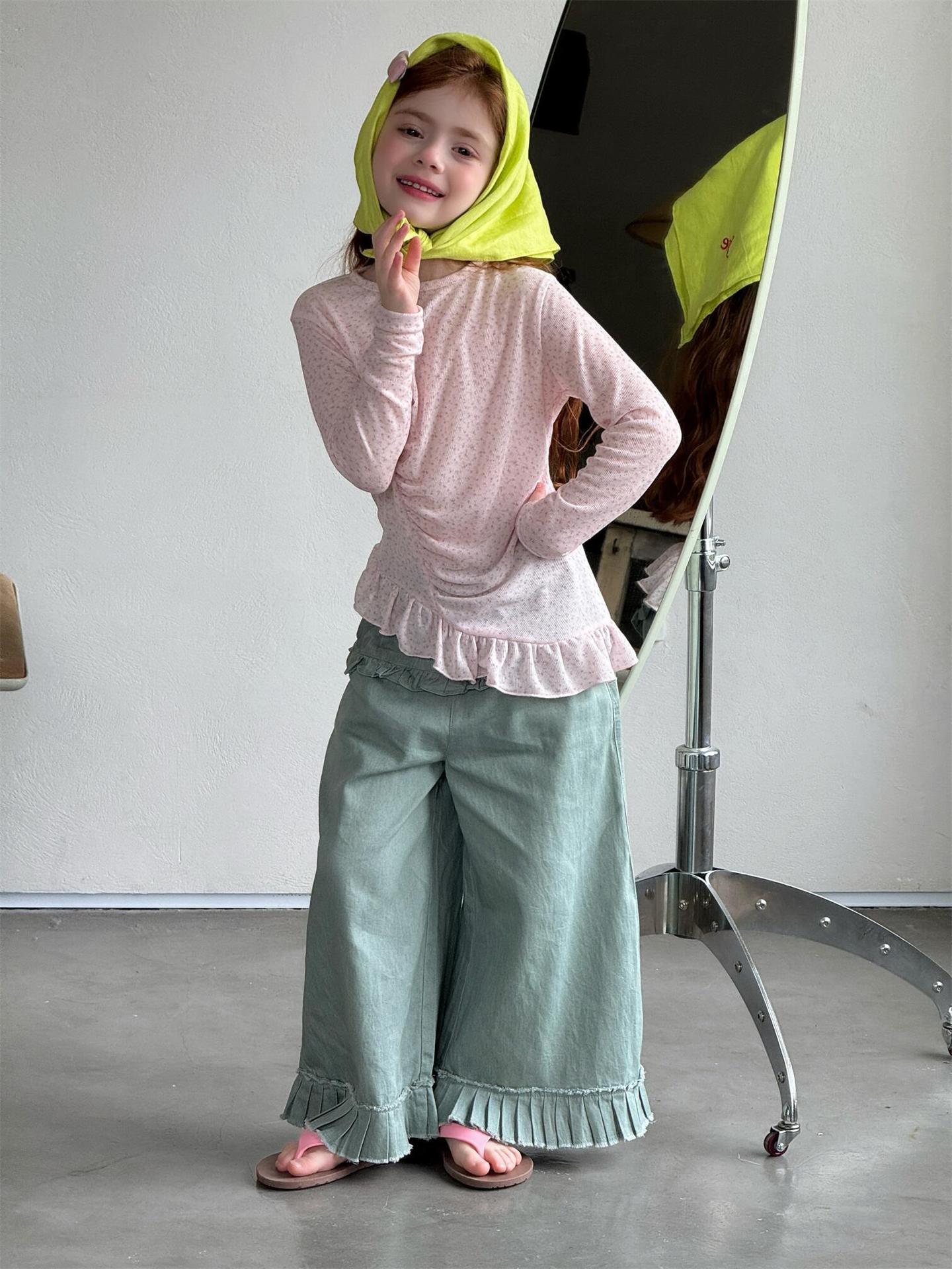 デニムパンツ Casual Denim Wide Leg Pants デニム ワイドパンツ【mh0012221】