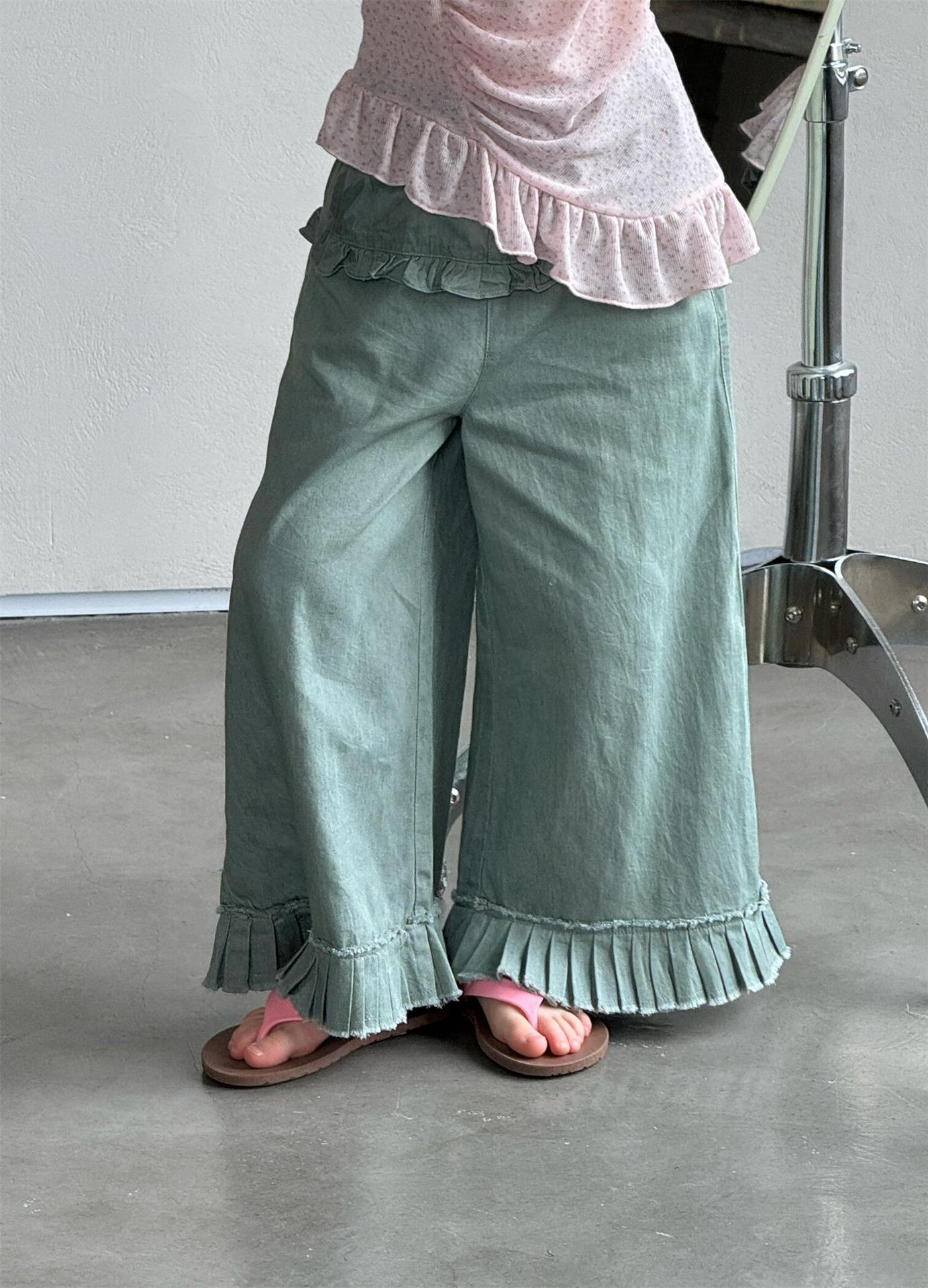 デニムパンツ Casual Denim Wide Leg Pants デニム ワイドパンツ【mh0012221】