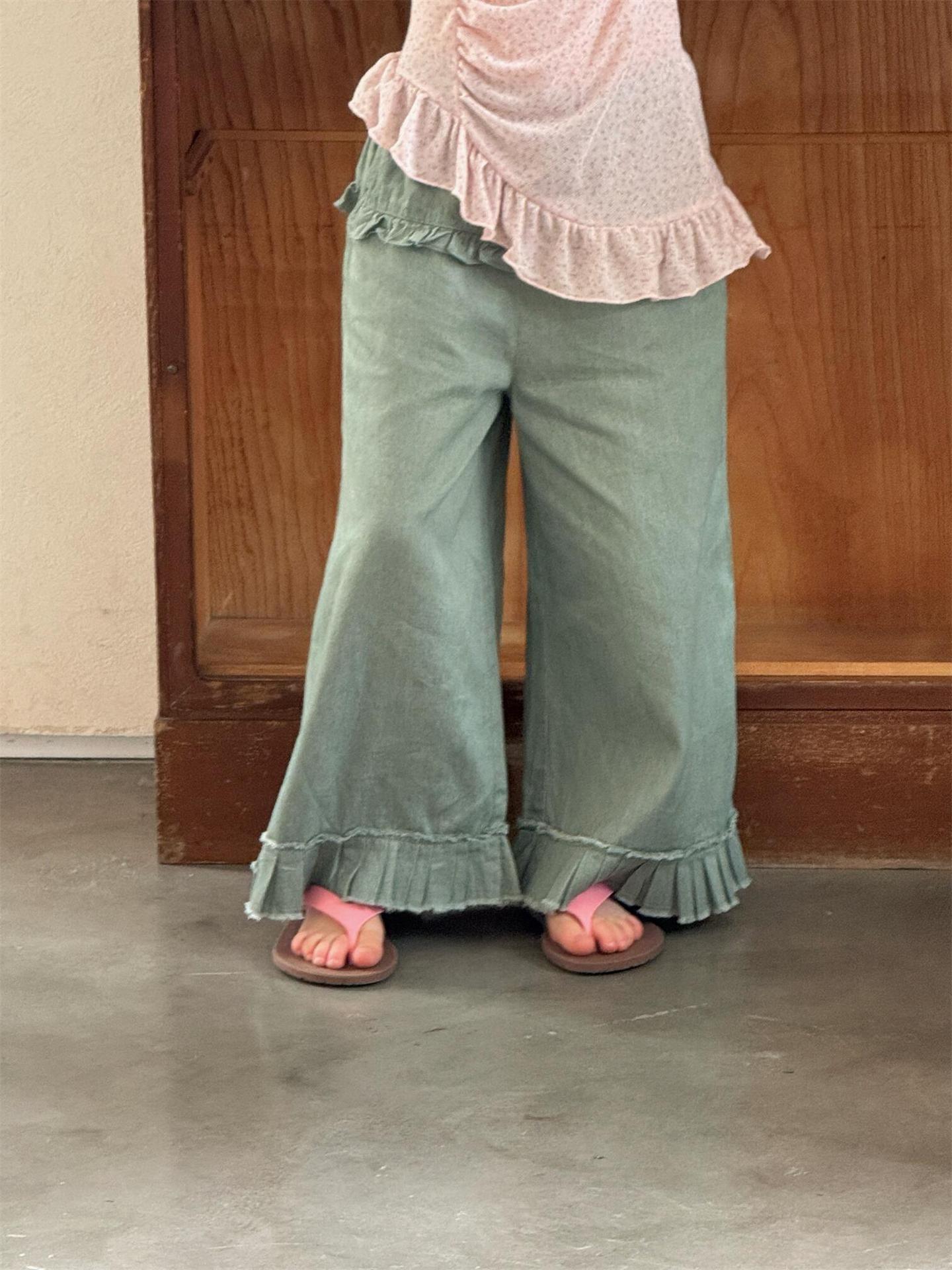 デニムパンツ Casual Denim Wide Leg Pants デニム ワイドパンツ【mh0012221】